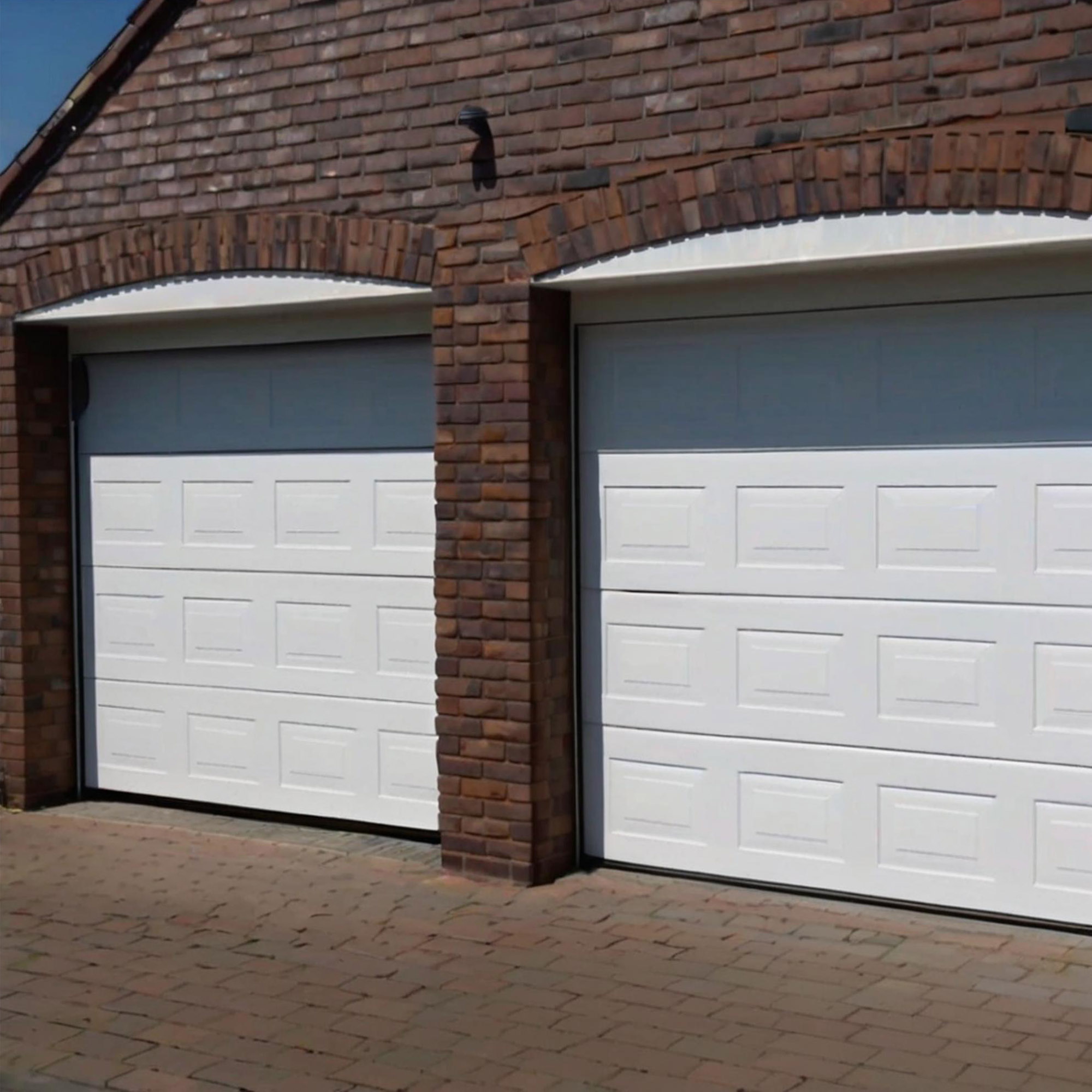 White modern steel garage door