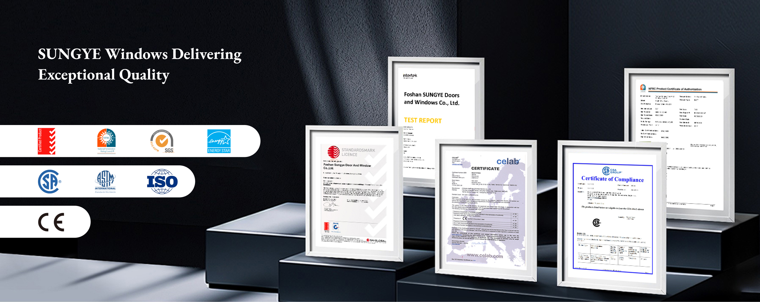 SUNGYE aluminum windows quality certifications ISO CE SGS