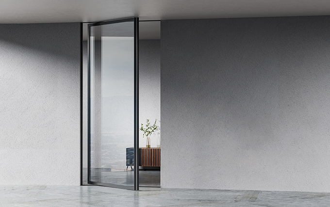 PD104 Bespoke Bronze-Finish Aluminum Pivot Doors