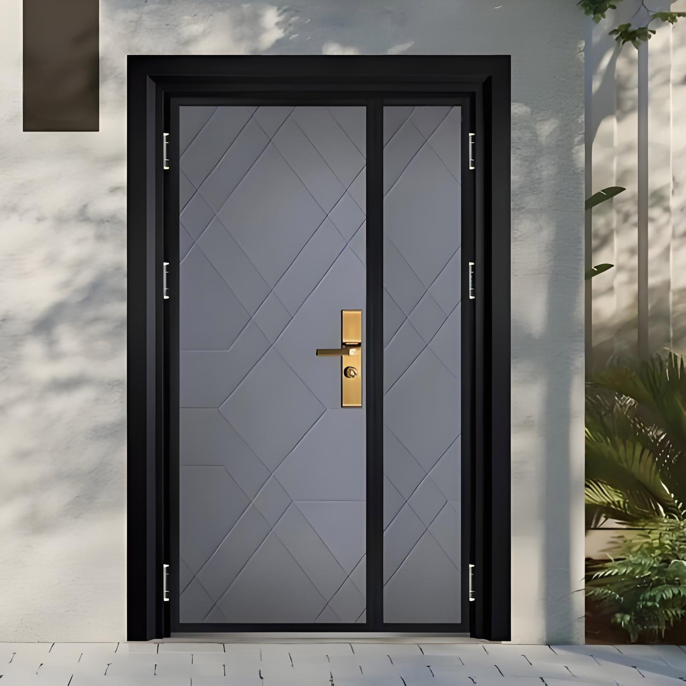 Luxurious gray cast aluminum entry doors