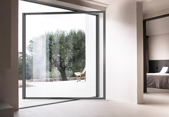 PD104 Bespoke Bronze-Finish Aluminum Pivot Doors